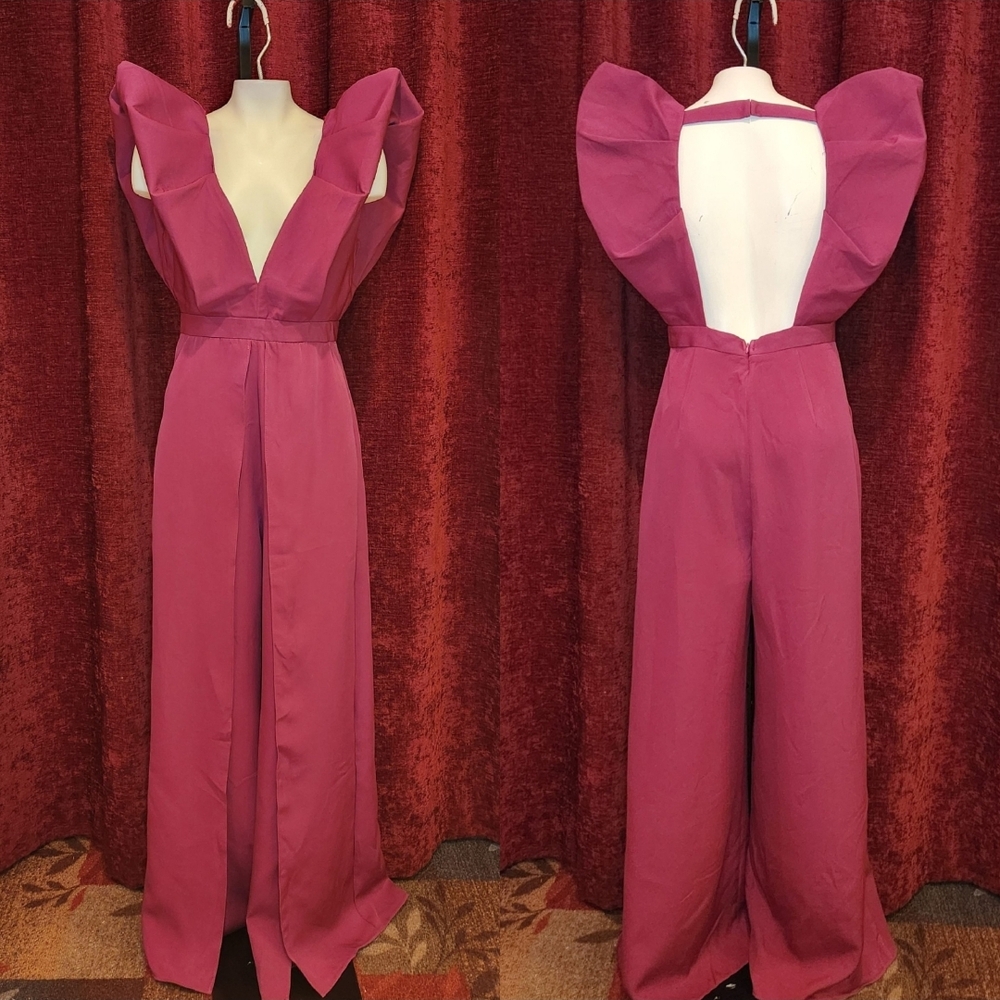 Luxxel Pink Ruffled Sleeve Jumpsuit